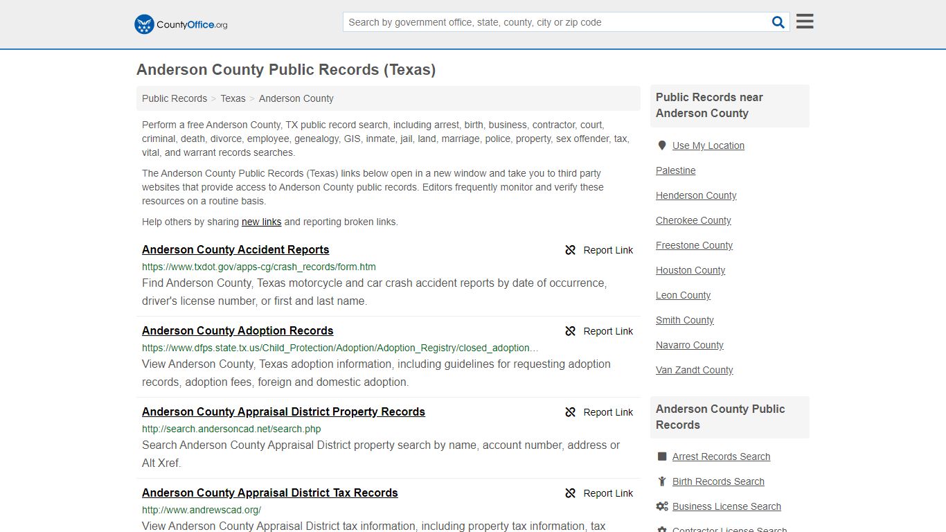 Anderson County Public Records (Texas) - County Office